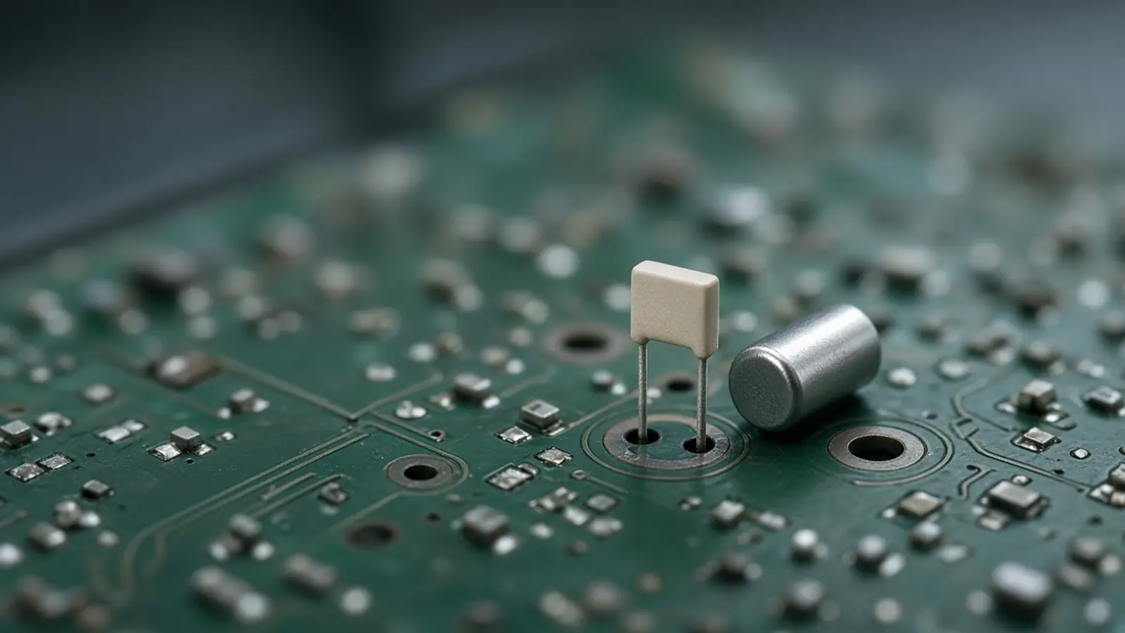 Componenti senza marchio su una scheda elettronica.